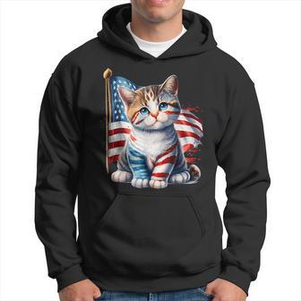 Memorial Day Cat Kitten 4Th Of July Patriotic Usa Flag Hoodie - Monsterry DE