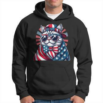 Memorial Day For Fathers Day Cat Sunglasses Flag Usa Hoodie - Seseable