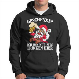 Men's Ich Bin Nur Zum Trinken Hier Christmas Black Hoodie - Seseable