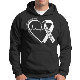 Mental Health Awareness Heart Fight The Stigma Green Ribbon Hoodie - Monsterry