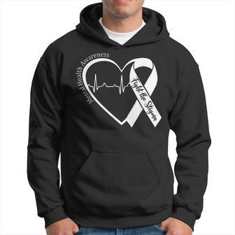 Mental Health Awareness Heart Fight The Stigma Green Ribbon Hoodie | Mazezy