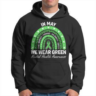 Mental Health Awareness Month Support I Wear Green Ribbon Hoodie - Thegiftio UK
