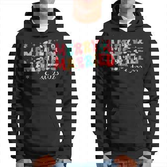 Merry & Married 2023 First Christmas Pajama Couples Matching Hoodie - Monsterry