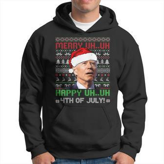 Merry Christmas Joe Biden Happy 4Th Of July Ugly Xmas Hoodie - Monsterry