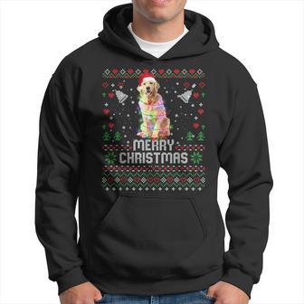 Merry Christmas Lighting Ugly Golden Retriever Christmas Hoodie - Seseable