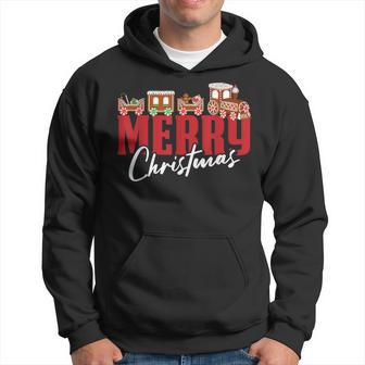 Merry Christmas Pajama Cookie Train Gingerbread Candy Cane Hoodie - Monsterry