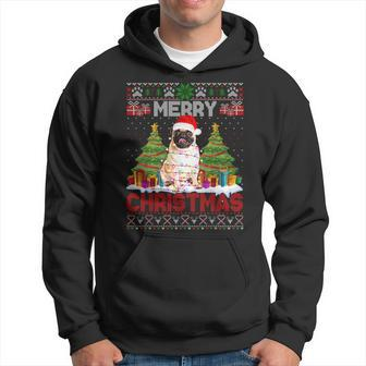 Merry Christmas Santa Light Pug Dog Family Ugly Sweater Hoodie - Seseable