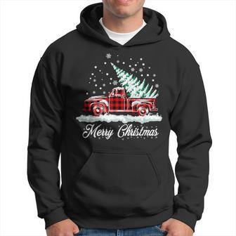 Merry Christmas Vintage Plaid Snow Truck Tree Pickup Hoodie - Monsterry CA