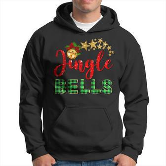 Merry Christmas Y'all Jingle Bells Red Green Buffalo Plaid Hoodie - Seseable