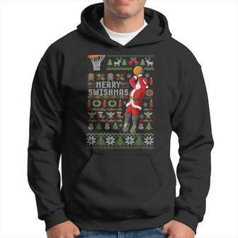 Merry Swishmas Ugly Christmas Sweater Basketball Xmas Pajama Hoodie - Seseable