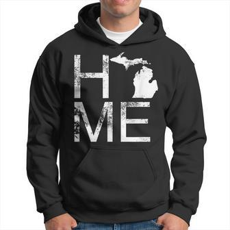 Michigan Home Mi State Love Pride Map Distressed Hoodie - Monsterry