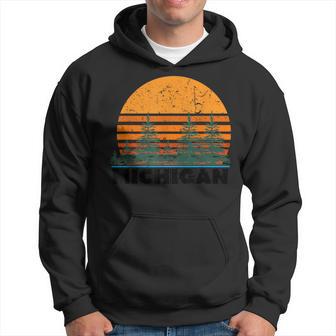 Michigan Vintage Retro Sunset Mi State Hoodie - Monsterry UK