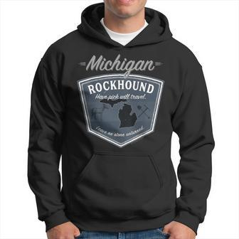 Michigan Rockhound Rock Collector Gear Back Side Print Hoodie - Monsterry