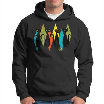 Mid-Century Modern Atomic Cats 50S 60S Style Hoodie - Thegiftio UK
