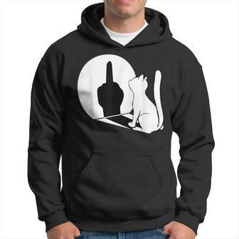 Middle Finger Cat Middle Finger Shadow S Hoodie - Seseable