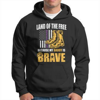 Military Child Purple Quote Because My Daddy Is Brave Hoodie - Monsterry UK
