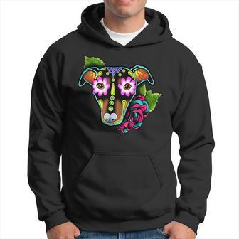 Min Pin Day Of The Dead Sugar Skull Miniature Pinscher Dog Hoodie - Monsterry