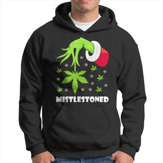 Mistlestoned Weed Leaf Cannabis Marijuana Ugly Christmas Hoodie - Seseable
