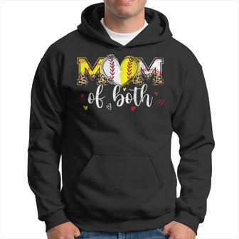 Mom Of Both Baseball Softball Heart Leopard Mama Hoodie - Monsterry