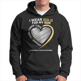 Mom Dad I Wear Gold For My Son Childhood Cancer Awareness Hoodie - Monsterry UK