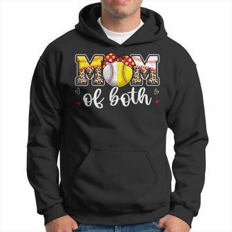 Mom Of Both Leopard Game Day Baseball Softball Mother's Day Hoodie - Seseable