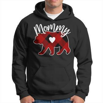 Mommy Bear Christmas Buffalo Plaid Red White & Black Hoodie - Monsterry