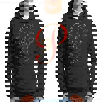 Monogram Initial Letter P Red Heart Hoodie - Monsterry