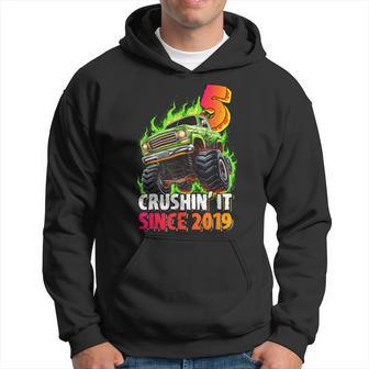 Monster Truck 5 Year Old Boys 5Th Birthday Party Born 2019 Hoodie | Mazezy