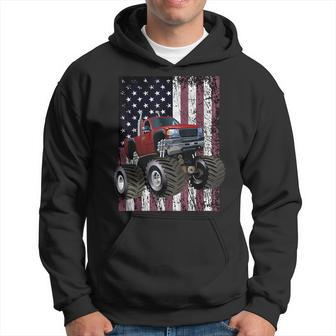 Monster Truck American Flag Racing Usa Boys Jam Hoodie - Monsterry