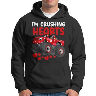 Monster Truck Crushing Crush Hearts Day Happy Valentines Hoodie - Seseable
