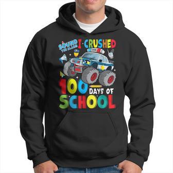 Monster Truck Police Car 100 Days Of School Teachers Boys Hoodie - Thegiftio UK