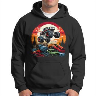 Monster Trucks Birthday Party Retro Monster Truck Hoodie - Thegiftio UK