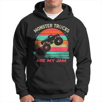 Monster Trucks Are My Jam Retro Vintage Sunset Boys Men Hoodie - Seseable
