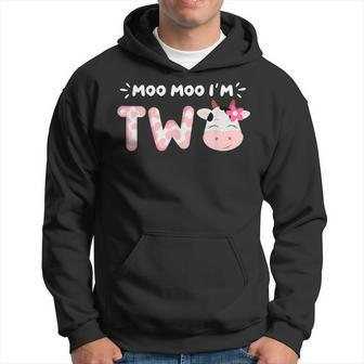 Moo Moo I'm Two 2Nd Birthday Outfit Cow Farm Animals Lover Hoodie - Monsterry AU