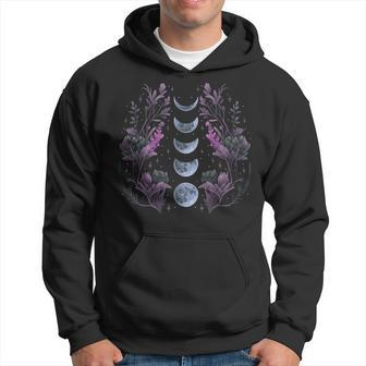 Moon Phases Wild Flowers Wiccan Wicca Witch Pagan Cute Retro Hoodie - Thegiftio UK