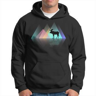 Moose Mountain Cute Colorful Geometric Pattern Silhouette Hoodie - Monsterry CA