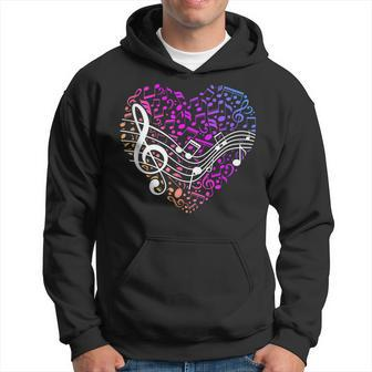Musical Notes Heart Treble Clef Music Hoodie - Monsterry
