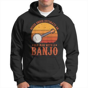 Musical Vintage Never Underestimate An Old Man With A Banjo Hoodie - Thegiftio UK