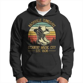 Nashville Tennessee Cowboy Boots Hat Country Music City Hoodie - Seseable