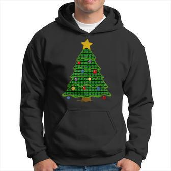 Nerdy Binary Code Christmas Tree Computer Geek Hoodie - Monsterry UK