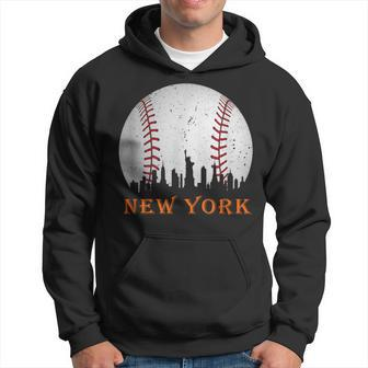 New York Ny Skyline Baseball Vintage Met At Gameday Hoodie - Monsterry AU