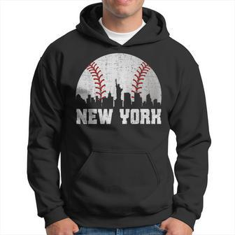 New York Retro Baseball Lover Met At Game Day Hoodie | Mazezy