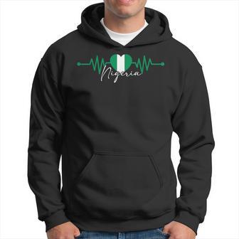 Nigeria Heritage Roots Proud Heartbeat Nigerian Flag Pride Hoodie - Thegiftio UK