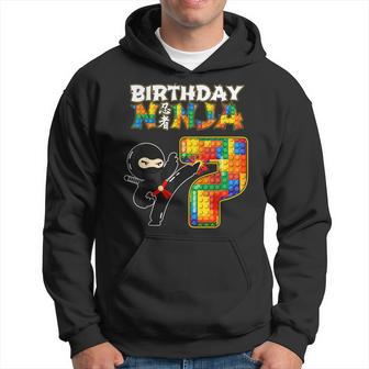 Ninja 7Th Birthday Party 7 Building Blocks Brick Boy Hoodie - Thegiftio UK