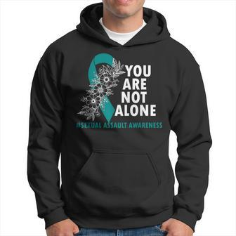 You Are Not Alone Sexual Assault Awareness Month Teal Ribbon Hoodie | Mazezy