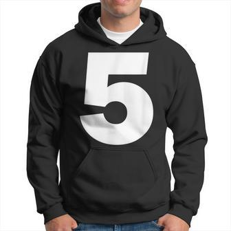 Number 5 Big Bold White Numeral Group Hoodie - Monsterry