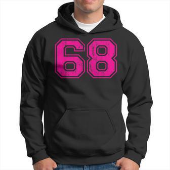 Number 68 Varsity Distressed Vintage Sport Team Player's Hoodie - Monsterry