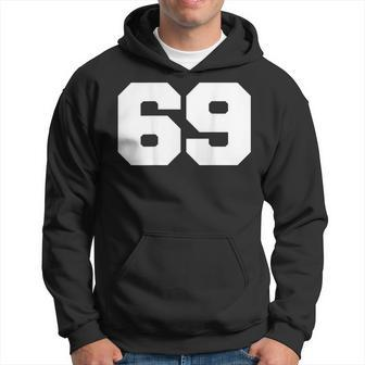 Number 69 Sports Jersey Player 69 Fan Back Print Varsity Hoodie - Monsterry