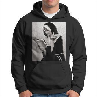 Nun Middle Finger Attitude Novelty Nun Unholy Hoodie - Seseable