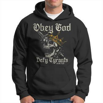 Obey God Defy Tyrants Skull Hoodie | Mazezy
